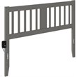Pemberly Row Contemporary Slatted Wood Headboard Queen in Grey