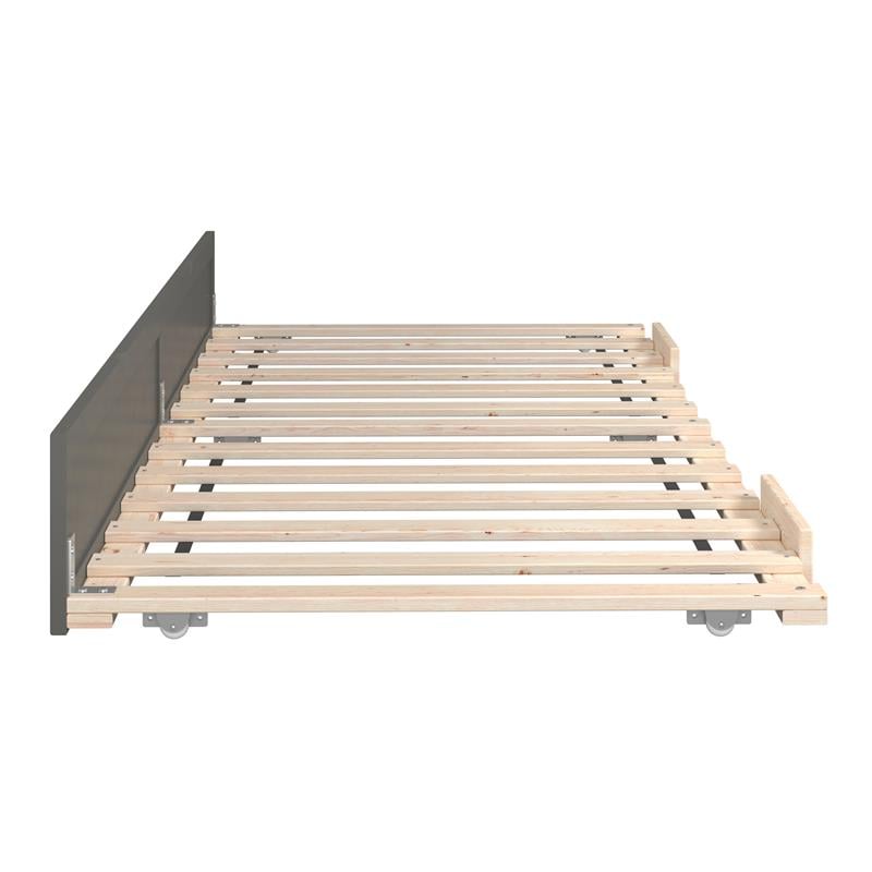 Pemberly Row Contemporary Solid Wood Twin XL Trundle in Gray