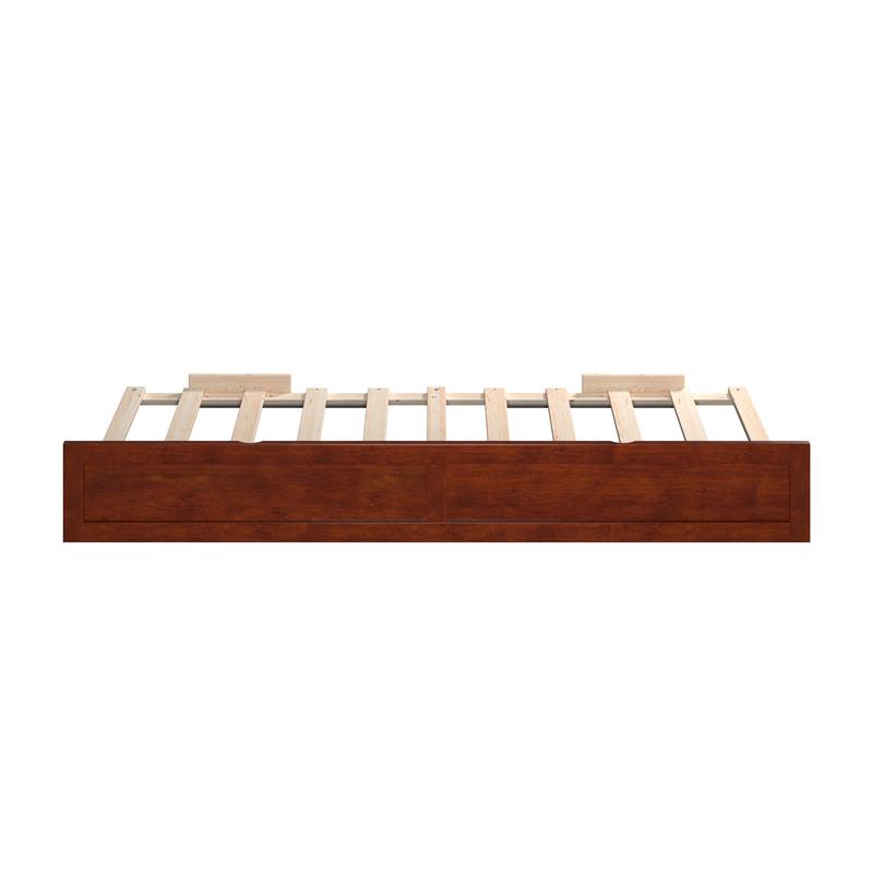 Pemberly Row Modern Solid Wood Twin Size Panel Trundle in Walnut