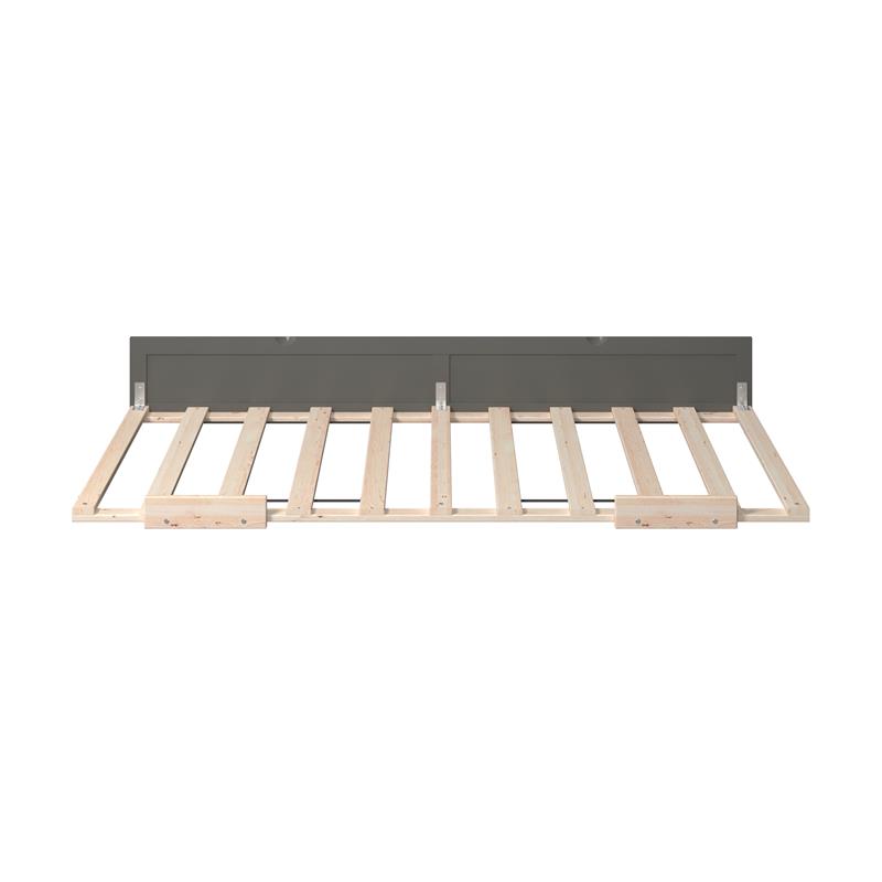 Pemberly Row Contemporary Solid Wood Twin Panel Trundle Bed in Gray