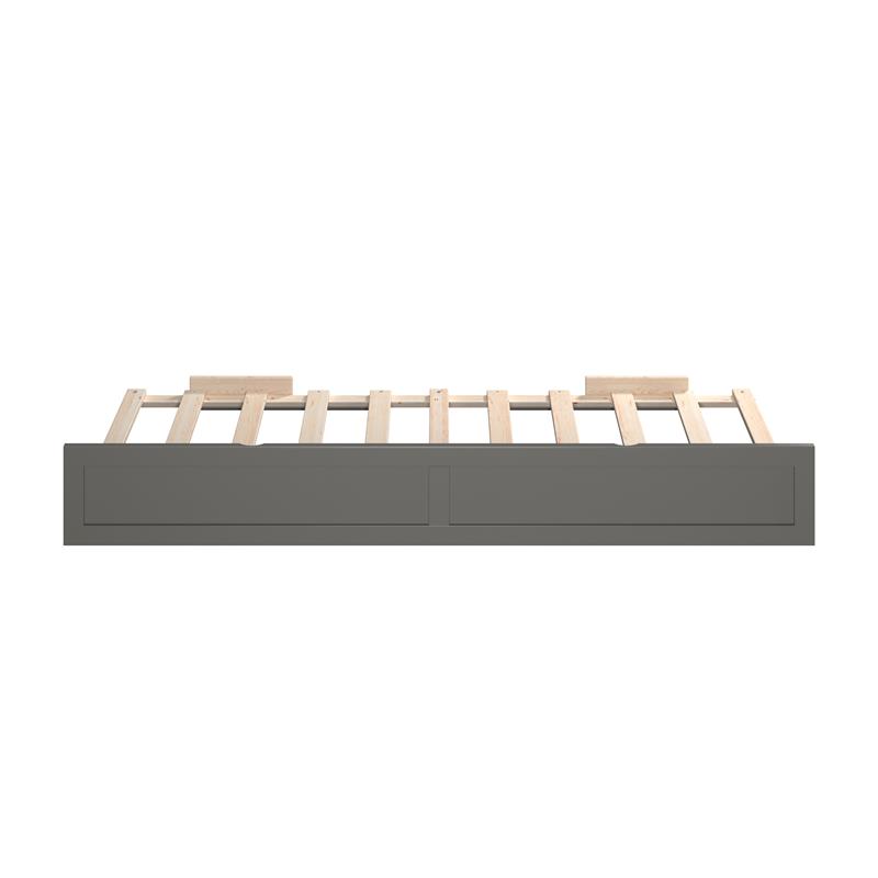 Pemberly Row Contemporary Solid Wood Twin Panel Trundle Bed in Gray