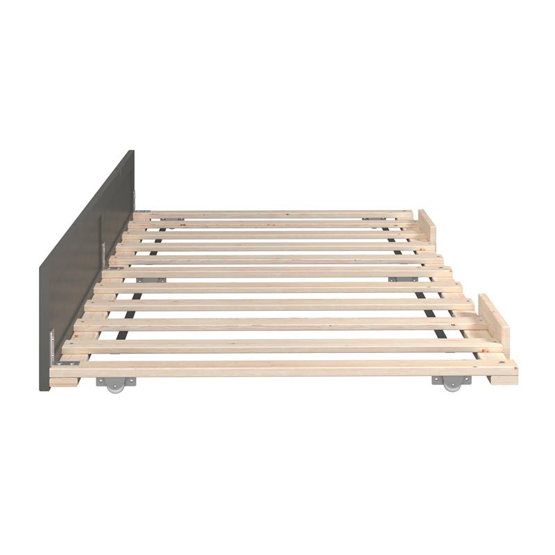 Pemberly Row Contemporary Solid Wood Twin Panel Trundle Bed in Gray