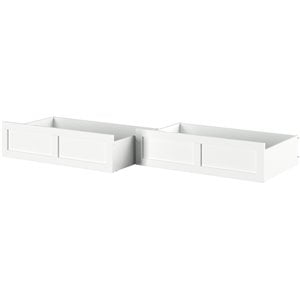 Pemberly Row Transitional Solid Wood Twin-Full Bed Drawer in White (Set of 2)