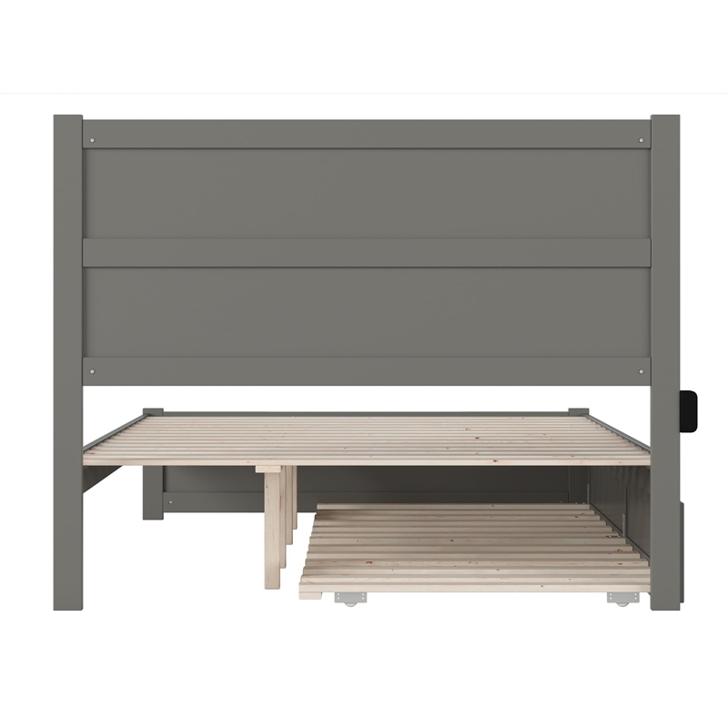 Pemberly Row Wood Queen Bed with Footboard/Twin XL Trundle in Grey