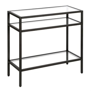 Pemberley Row Metal Blackened Bronze Side Table Rectangular Tempered Glass Unassembled