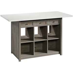 Pemberly Row Transitional Engineered Wood Craft Table in Oak
