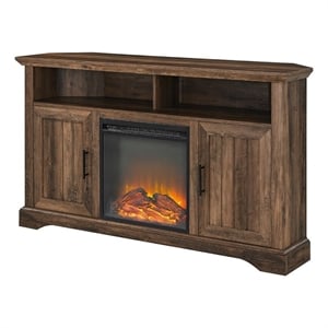 Pemberley Row Wood Rustic Oak TV Stand Corner Fireplace 54&quot Unassembled