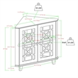 Pemberley Row Engineered Wood Black Corner Accent Cabinet Rectangular Stylish Fretwork Design 30
