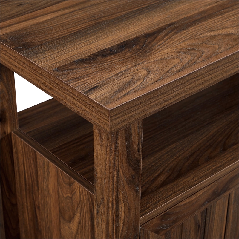 Pemberly Row Farmhouse Wood Grooved-Door TV Stand for TVs up to 58