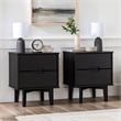 Pemberly Row 2-Piece Groove Handle Wood Bedroom Nightstand Set in Walnut