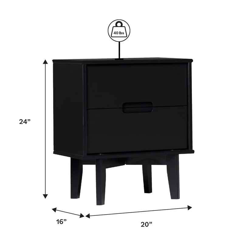 Pemberly Row 2-Piece Groove Handle Wood Bedroom Nightstand Set in Walnut