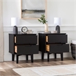 Pemberly Row 2-Piece Groove Handle Wood Bedroom Nightstand Set in Walnut