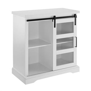 Pemberly Row 32&quot Sliding Glass Door Modern Accent Cabinet - Solid White