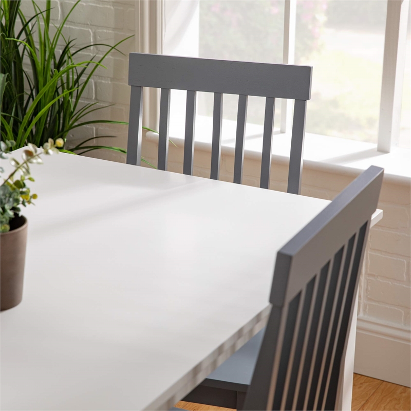 Pemberly Row 5-Piece Modern Wood Dining Set in White and Gray
