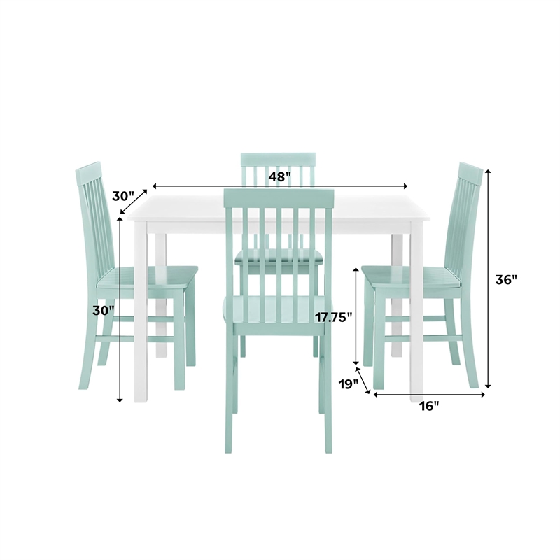 Pemberly Row 5-Piece Modern Wood Dining Set in White and Gray