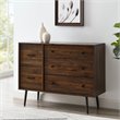 Pemberly Row Modern 5-Drawer Metal and Wood Bedroom Dresser in Dark Walnut