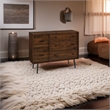 Pemberly Row Modern 5-Drawer Metal and Wood Bedroom Dresser in Dark Walnut