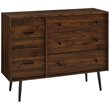 Pemberly Row Modern 5-Drawer Metal and Wood Bedroom Dresser in Dark Walnut