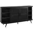 Pemberly Row Modern Curved Edge Fluted Glass Door Sideboard in Solid Black