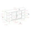 Pemberly Row Modern Curved Edge Fluted Glass Door Sideboard in Dark Walnut