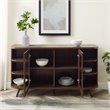 Pemberly Row Modern Curved Edge Fluted Glass Door Sideboard in Dark Walnut