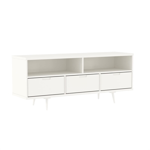Pemberly Row 58&quot 3 Drawer Solid Wood TV Stand with 2-Cubbies in White