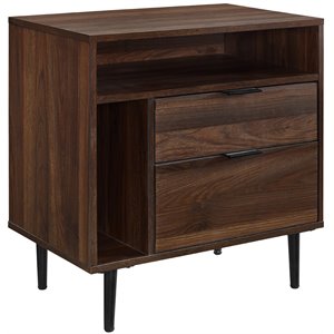 Pemberly Row 25&quot Modern Storage Bedroom Nightstand in Dark Walnut