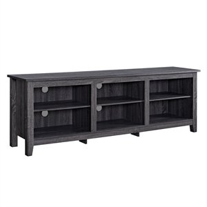 Pemberly Row 70&quot Simple s Wood Media TV Stand Storage Console - Charcoal