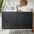 Pemberly Row Modern Grooved Panel 6-Drawer Wood Bedroom Dresser in Black