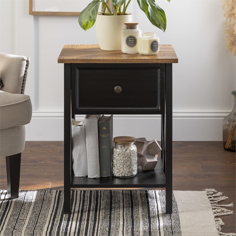 Pemberley Row Solid Wood Black Accent Cabinet Rectangular Rattan Detailing 32