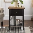 Pemberley Row Solid Wood Black Accent Cabinet Rectangular Rattan Detailing 32