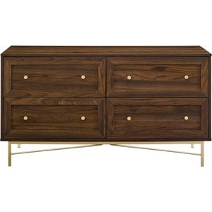 Pemberley Row MDF Dark Walnut Double Dresser Rectangular Modern Glam 56&quot Unassembled