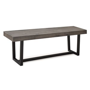 Pemberly Row 60&quot Solid Pine Wood Dining Bench in Gray Finish