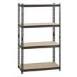 Pemberly Row Riveted Metal Shelving 4-Shelf Unit 18D x 36W x 60H in Black