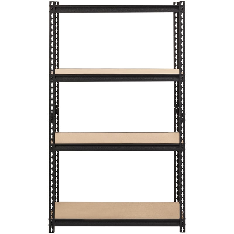 Pemberly Row Riveted Metal Shelving 4-Shelf Unit 18D x 36W x 60H in Black