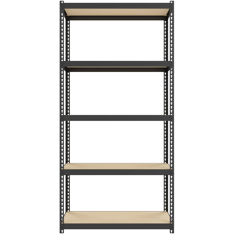 Pemberly Row Riveted Metal Shelving 5-Shelf Unit 12D x 30W x 60H in Black