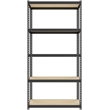 Pemberly Row Riveted Metal Shelving 5-Shelf Unit 12D x 30W x 60H in Black