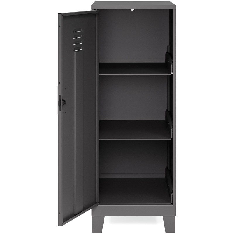 Pemberley Row Metal Black Storage Locker Cabinet 3 Shelves 41.75