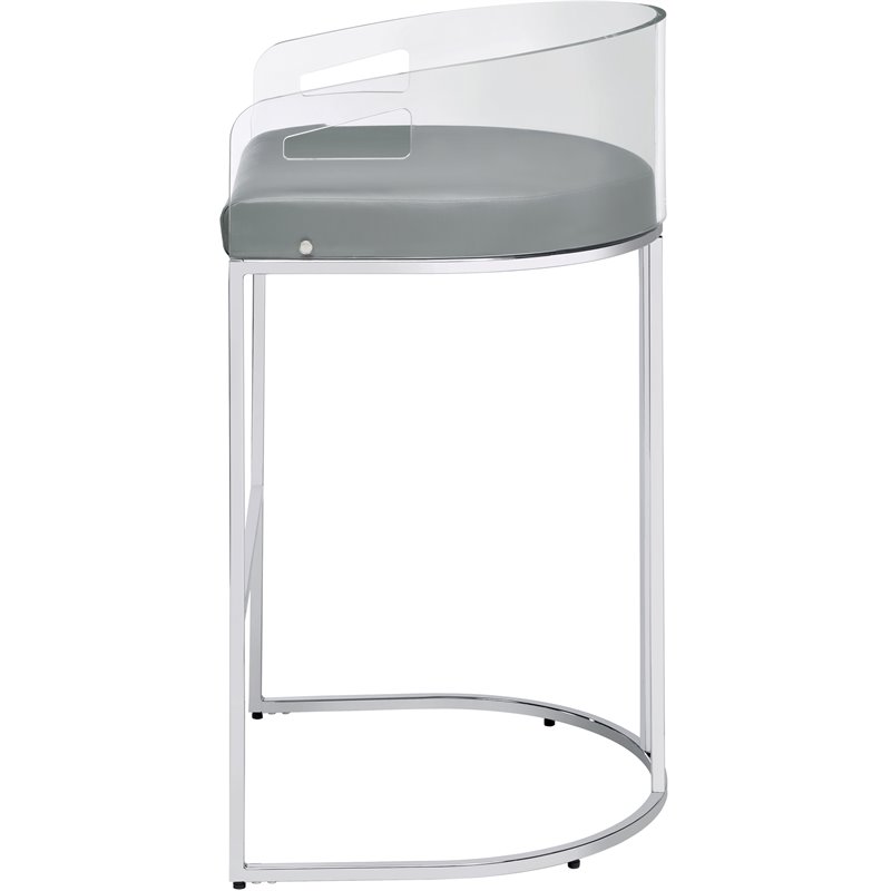 Pemberly Row Contemporary Metal Back Bar Stool in Gray and Chrome