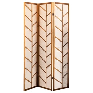 Pemberly Row Foldable 3 Panel Screen in Walnut and Linen Finish