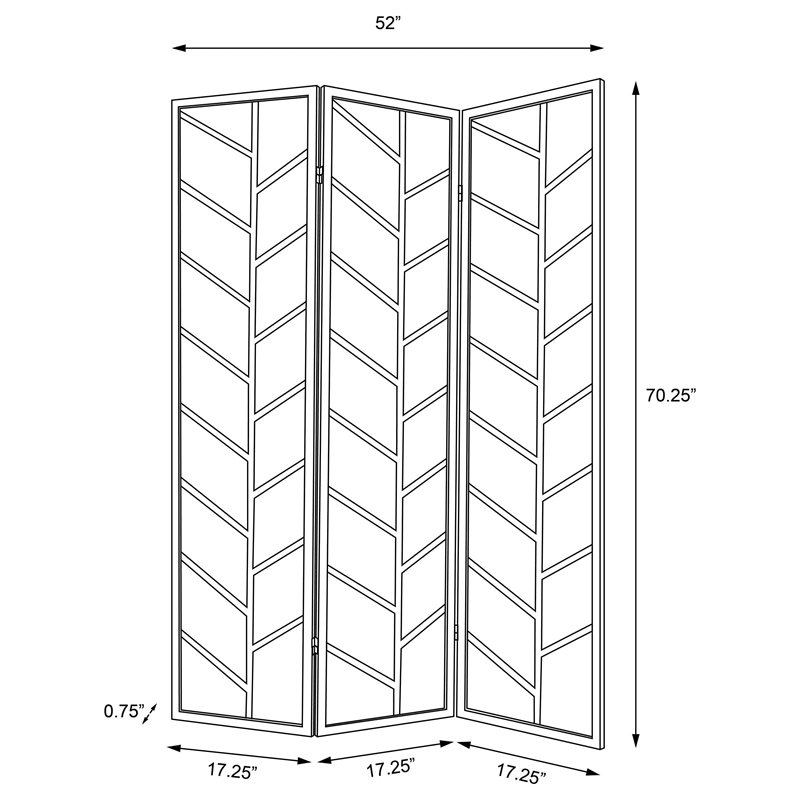 Pemberly Row Foldable 3 Panel Screen in Walnut and Linen Finish