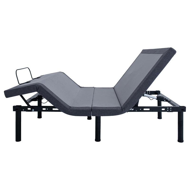 Pemberly Row California King Adjustable Bed Base in Gray & Black