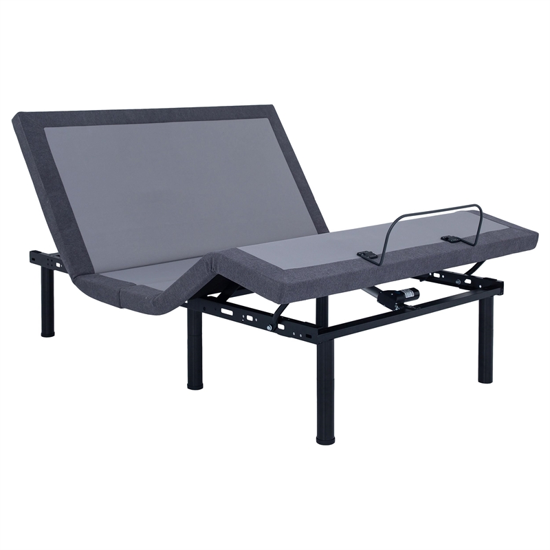 Pemberly Row California King Adjustable Bed Base in Gray & Black