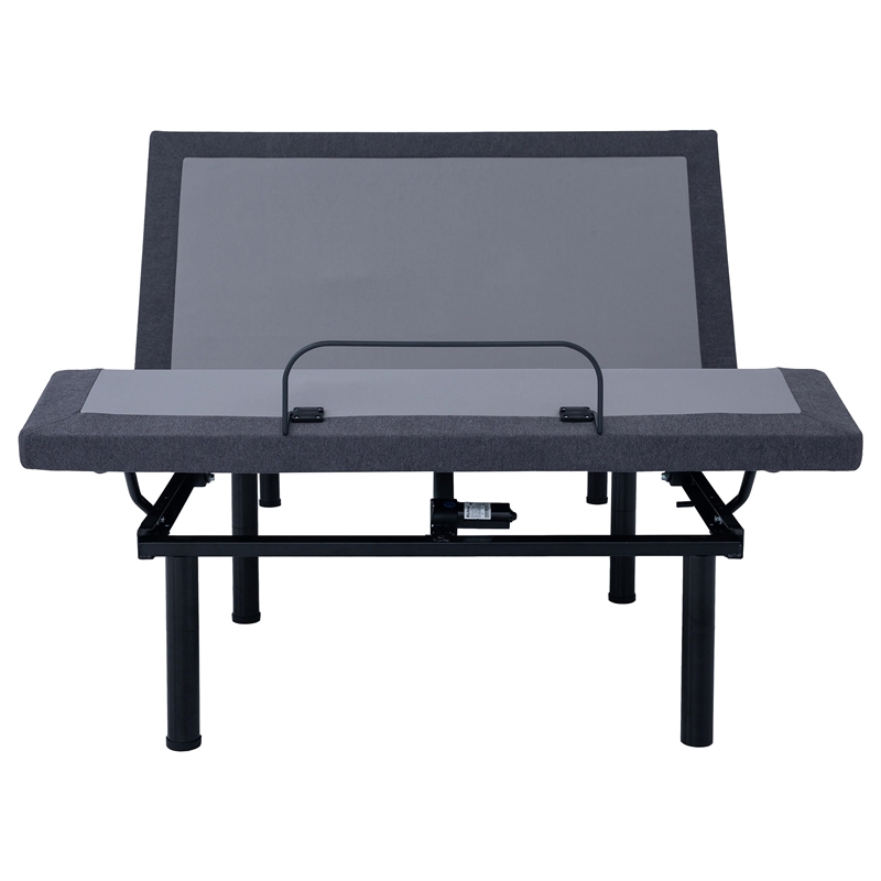 Pemberly Row California King Adjustable Bed Base in Gray & Black