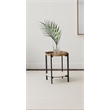 Pemberly Row Round Accent Table with Marble Shelf in Natural and Black