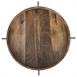 Pemberly Row Round Accent Table with Marble Shelf in Natural and Black