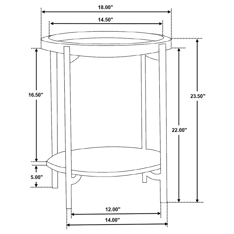 Pemberly Row Round Accent Table with Marble Shelf in Natural and Black