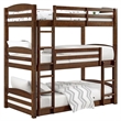 Pemberley Row Solid Wood Mocha Brown Triple Bunk Bed Rectangular Convertible 77.13