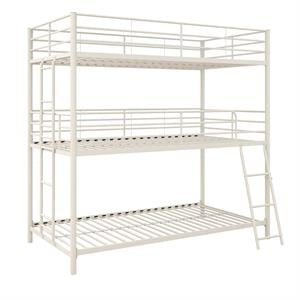 Pemberly Row Metal Triple Bunk Bed Bed for Kids Twin/Twin/Twin in White