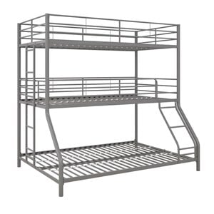 Pemberly Row Metal Triple Bunk Bed Bed for Kids Twin/Twin/Full in Silver
